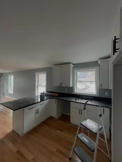 Finished kitchen with new trim and flooring